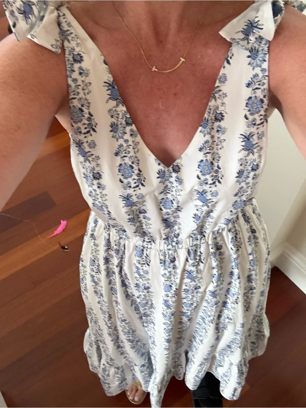 Vineyard Vines NWT Sundress with Blue Floral Print and Tie Straps - Picture 3 of 5